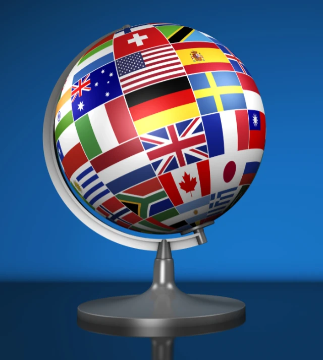 Mappemonde constituée de drapeaux